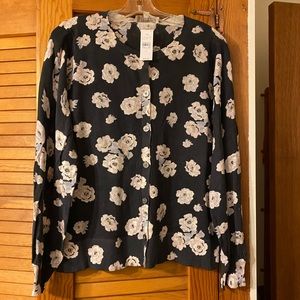 LOFT Floral Print Cardigan Long Sleeve Sweater NWT